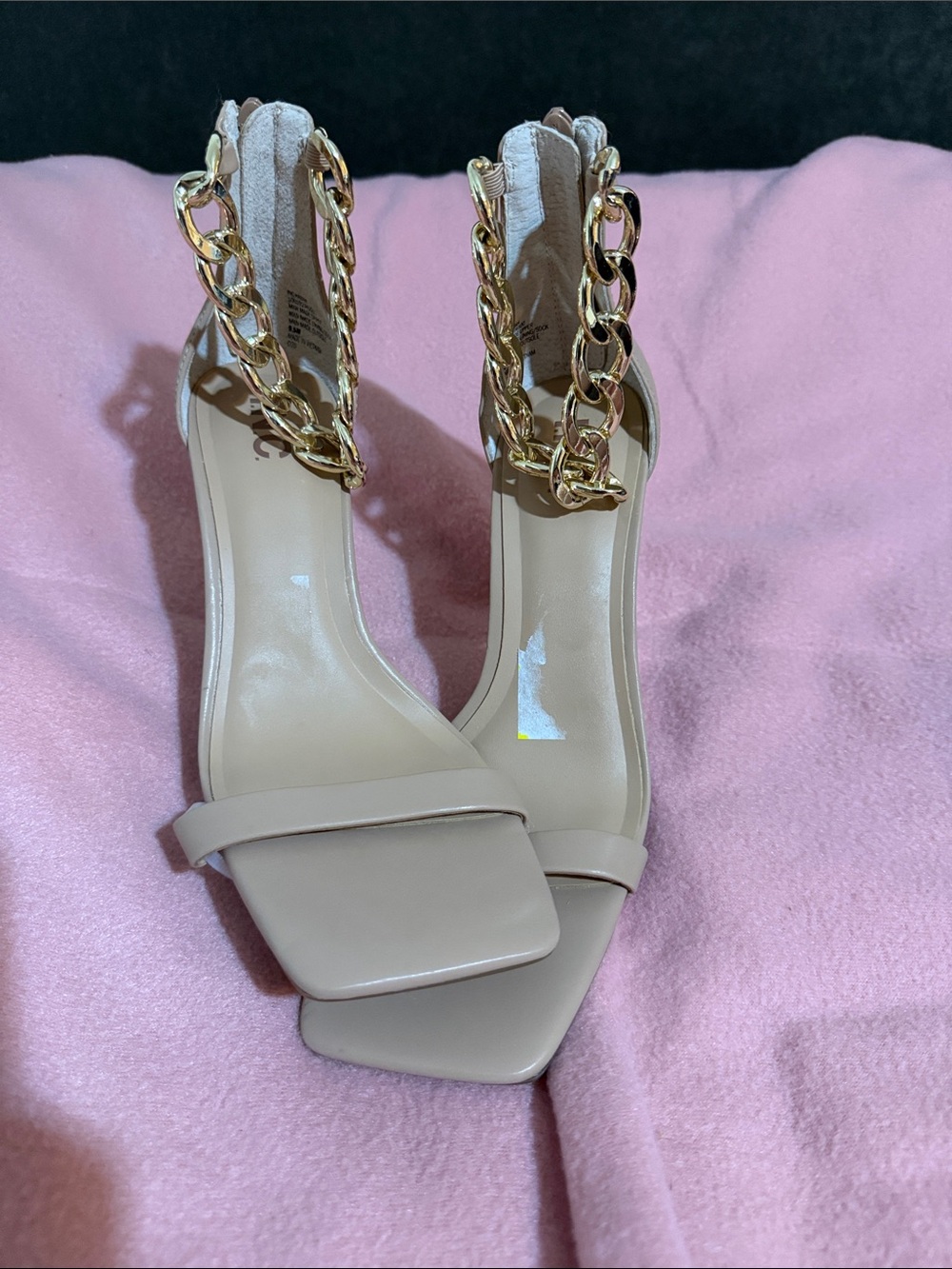INC International Concepts Beige Chain-Ankle Strap Heeled Sandals sexy